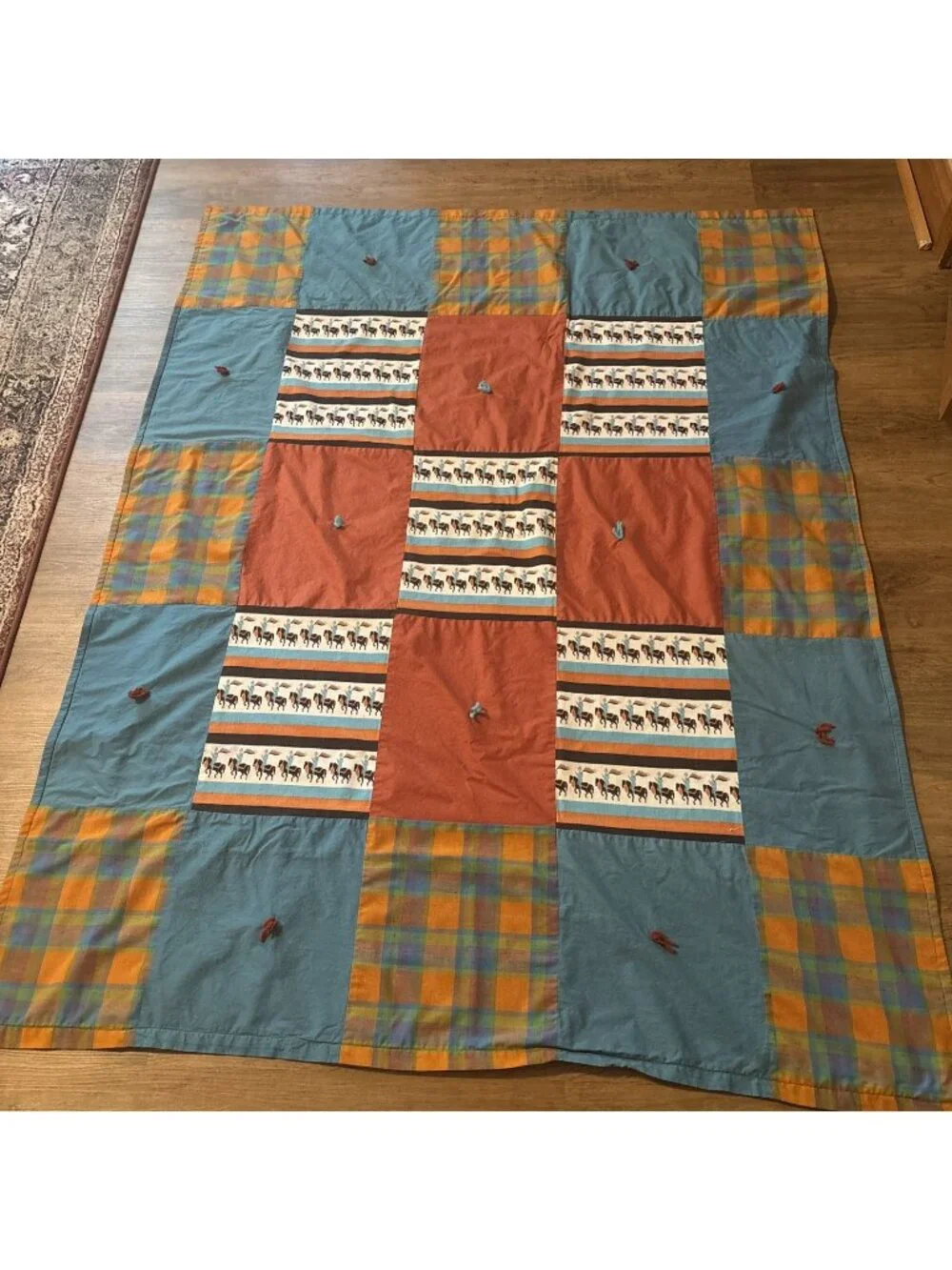 Southwestern Tie Quit Or Throw Size 84 X 56 Reversible